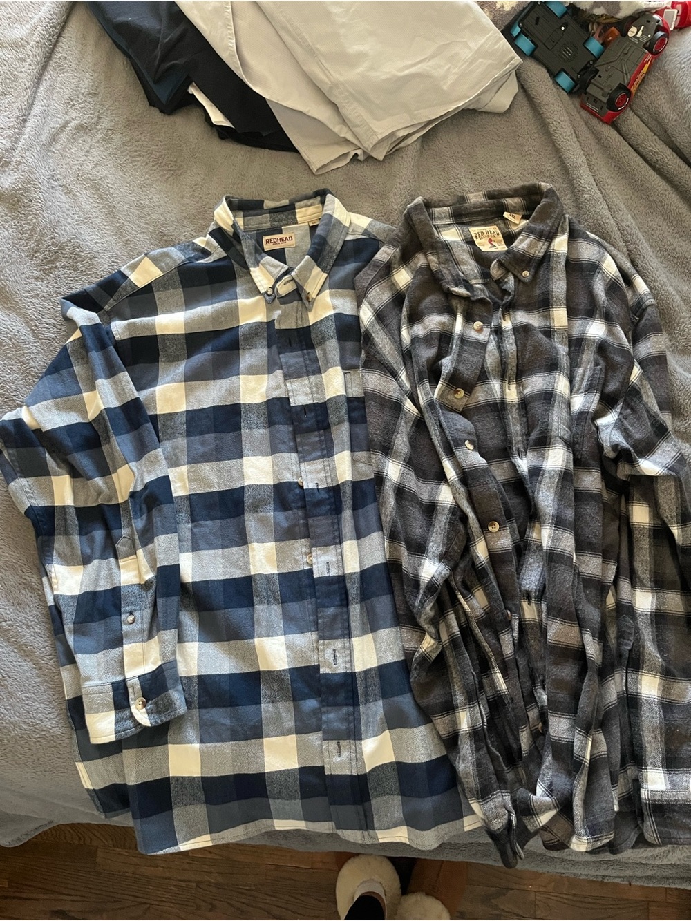 2 RedHead Men's Plaid Button-Down Shirts - Blue, White & Gray